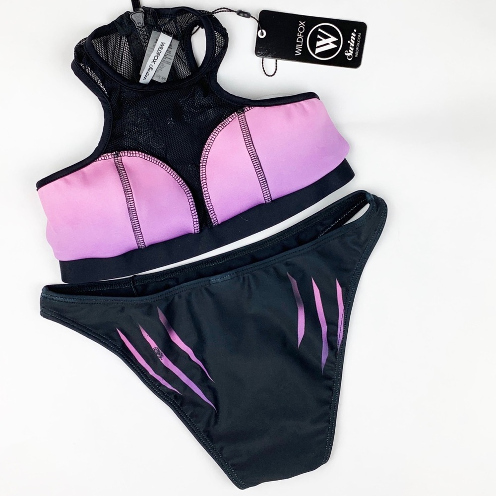 Wildfox Bolt Bikini top with black bottoms 2-piece